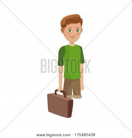 man holding a briefcase over white background. colorful design. people traveling concept. vector illustration