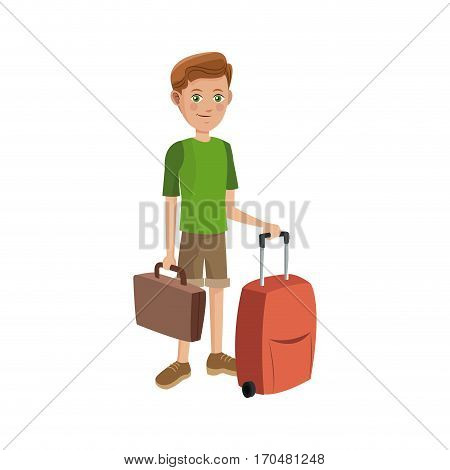 man with suitcases over white background. colorful design. people traveling concept. vector illustration