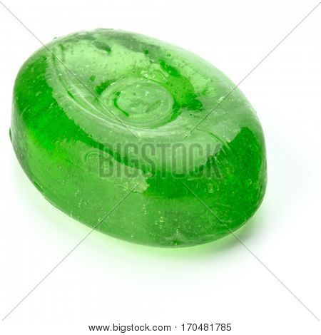 One fruit hard sugar candy,  boiled sweet or sugar plum isolated on white background cutout.