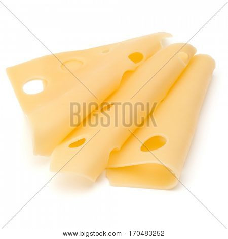 three Cheese slices isolated on white background