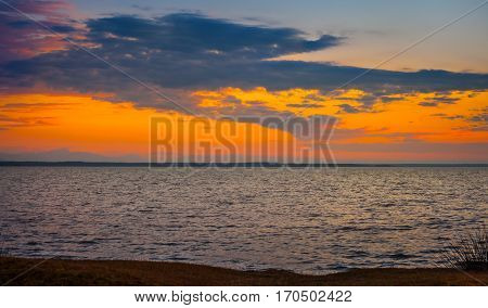 Colorful Sky And Water In Lake Paliastomi In Morning , Poti, Georgia