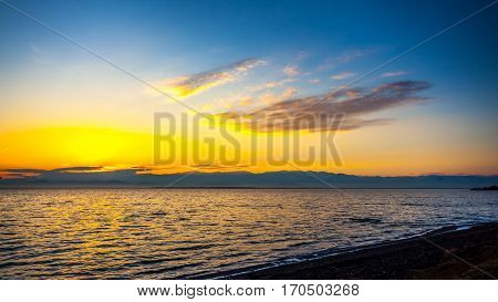 Colorful Sky And Water In Lake Paliastomi In Morning , Poti, Georgia