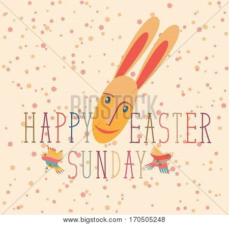 vector greeting card for Easter with birds and head rebbit