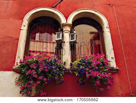 Old fashion two beautiful Windows of Venedig