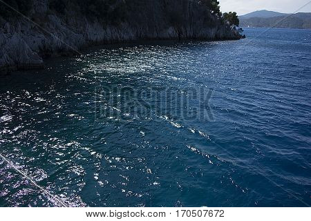 Daylight falls on the sea. Fethiye butterfly valley