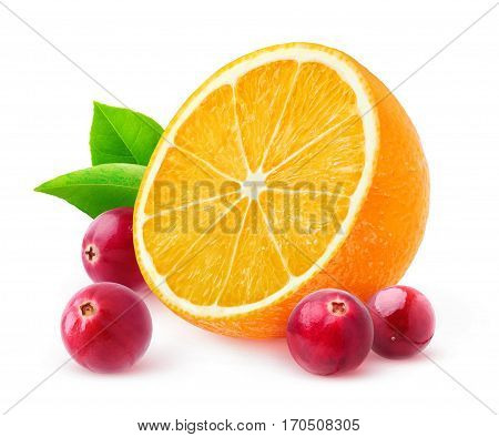 Isolated Orange And Cranberries