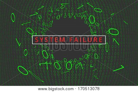 System failure. Digital concept background. Vector Illustration