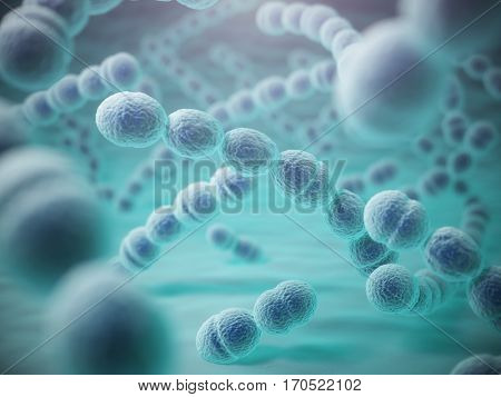 Streptococcus pneumoniae or pneumococcus bacterias. 3d illustration