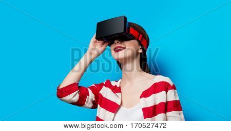 Woman With Virtual Reality Gadget