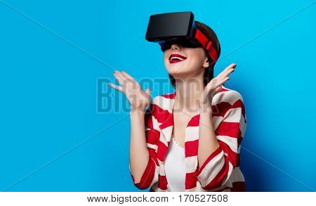 Woman With Virtual Reality Gadget