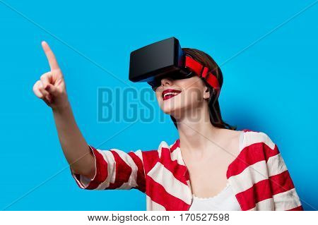 Woman With Virtual Reality Gadget