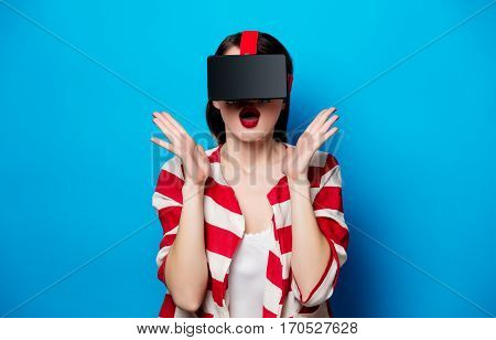 Woman With Virtual Reality Gadget
