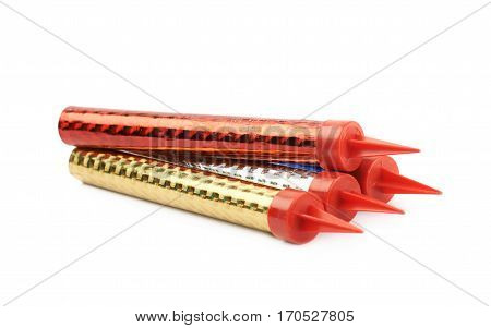 Pile of sparkler candles isolated over the white background
