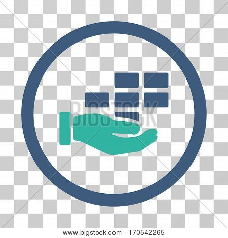 Service Schedule rounded icon. Vector bicolor illustration style is a flat iconic symbol inside a circle cobalt and cyan colors transparent background. Designed for web and software interfaces.