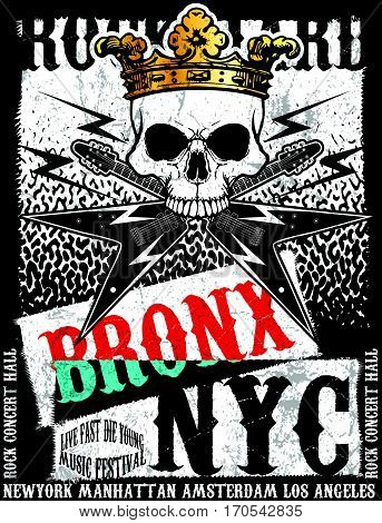 vintage rock and roll typographic for t-shirt; tee design; poster; vector illustration