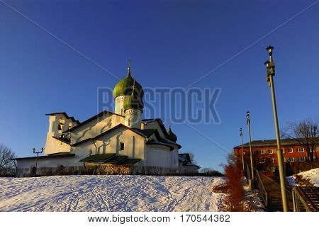 Church of the Epiphany from Zapskovje. Orthodox church in Pskov. Historical and cultural monument of federal importance XV-XVI centuries.