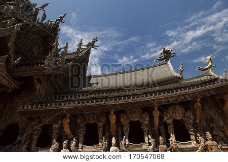 Beautiful Buddhist temple stands out for its wooden architecture