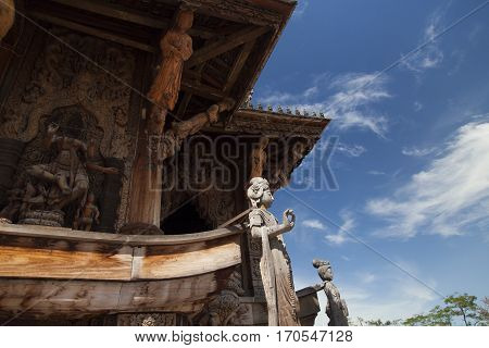 Beautiful Buddhist temple stands out for its wooden architecture