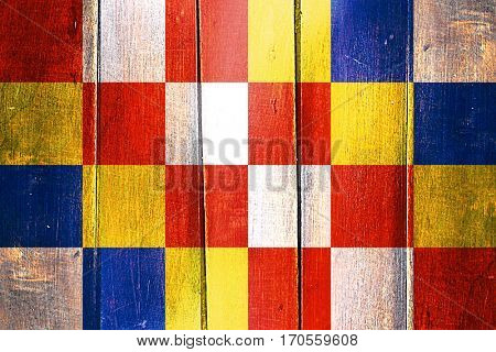 Vintage antwerp, antwerpen flag on grunge wooden panel
