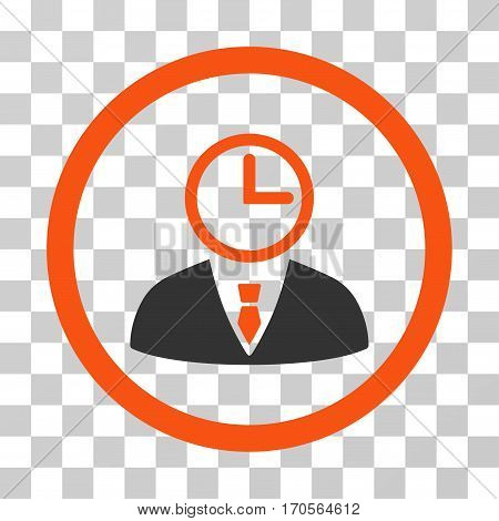 Time Manager rounded icon. Vector bicolor illustration style is a flat iconic symbol inside a circle orange and gray colors transparent background. Designed for web and software interfaces.
