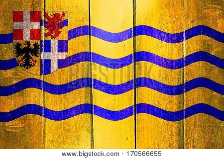 Vintage Salland flag on grunge wooden panel