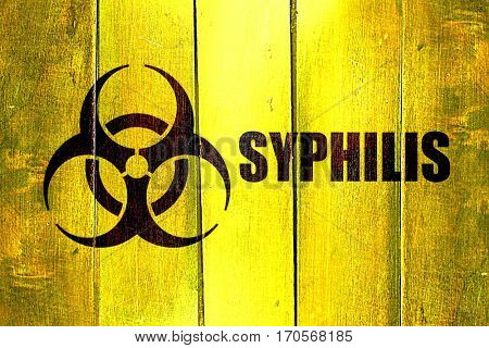 Vintage Syphilis on a grunge wooden panel