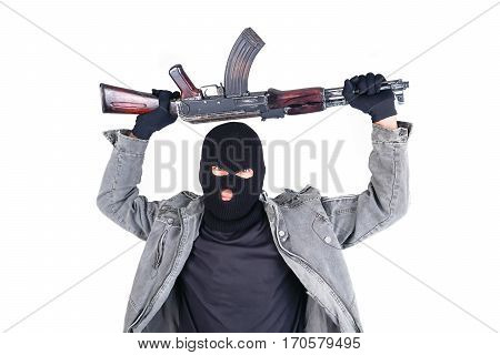 Terrorist With Ak47 Machine Gun