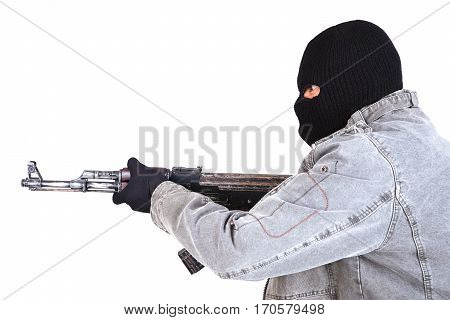 Terrorist With Ak47 Machine Gun