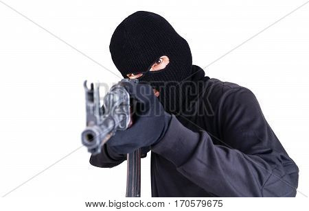 Terrorist With Ak47 Machine Gun