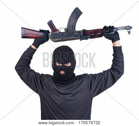 Terrorist With Ak47 Machine Gun