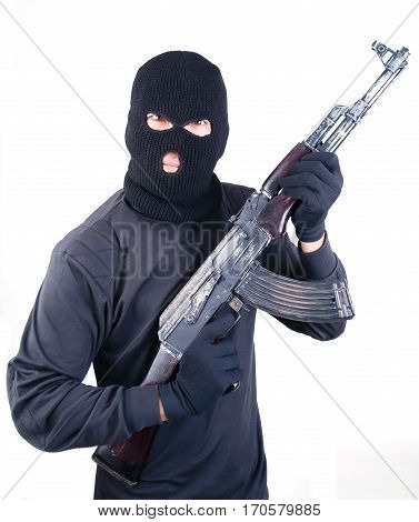 Terrorist With Ak47 Machine Gun