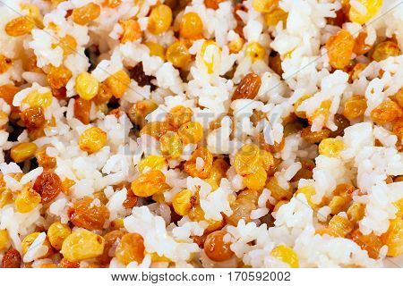 boiled rice and raisins as part of the religious festive meal called kutia or sochivo