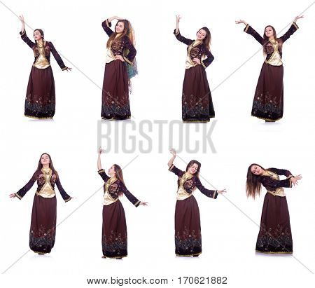 Young lady dancing traditional azeri dance