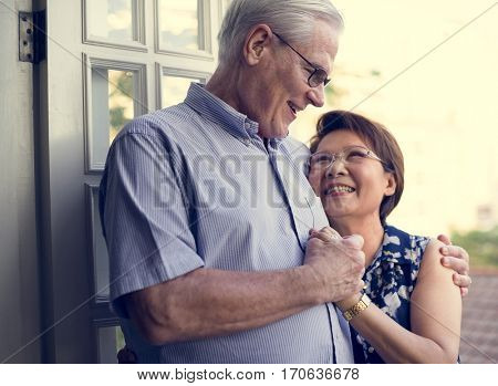 Senior Couple Hug Smitten Love Relax