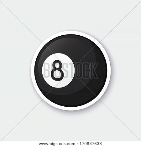 Vector illustration. Black billiard ball black billiard ball. Sports equipment. Cartoon sticker in comics style with contour. Decoration for greeting cards posters patches prints for clothes emblems
