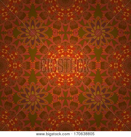 Seamless Pattern. Elegant Lacy Watercolor Doilies. Vector Template. Radial Gradient Shadow.
