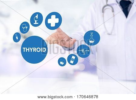 Thyroid Gland And Trachea Scheme Shown , Health Care And Medical Concept , Throat Pain