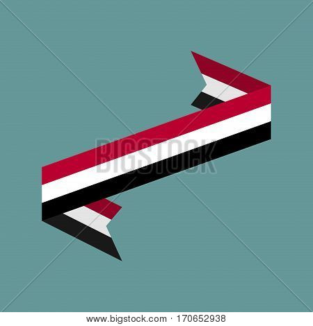 Yemen Flag Ribbon Isolated. Yemeni Tape Banner. National Symbol Of Ountrys Public