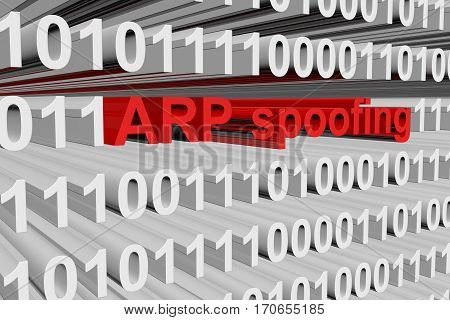 arp spoofing as a binary code 3D illustration