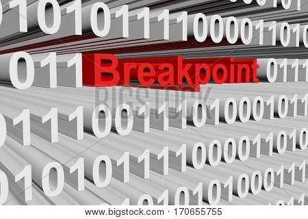 breakpoint in the form of binary code, 3D illustration