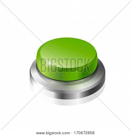 large green button on a white background
