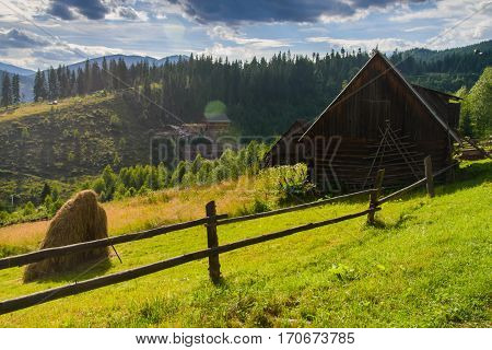 The village in the mountains landscape. Beauty of nature.