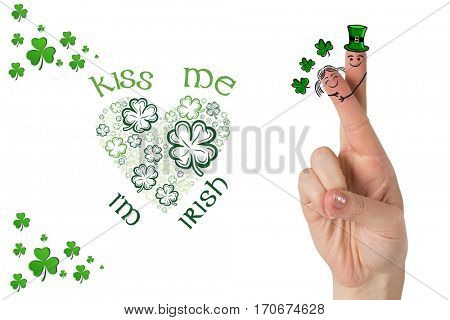 Digitally generated image of happy finger face couple in love