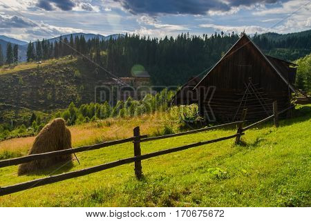 The village in the mountains landscape. Beauty of nature.
