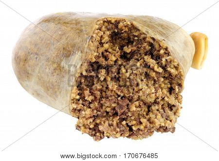 Traditional Scottish haggis isolated on a white background