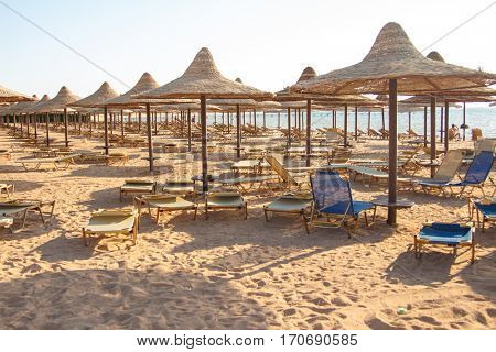 EGYPT, SHARM EL SHEIKH - JULY 19, 2015: Buildings and Area Hotel Jaz Belvedere in Sharm El Sheikh, Popular Center of a Beach Holiday and Diving, Red Sea, Summer, Egypt