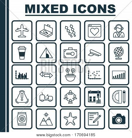Set Of 25 Universal Editable Icons. Can Be Used For Web, Mobile And App Design. Includes Elements Such As Camera, Presentation Date, Company Statistics And More.