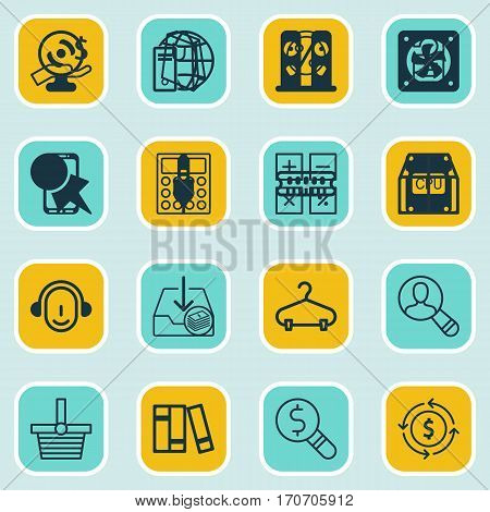 Set Of 16 Ecommerce Icons. Includes Peg, Rich, Discount Coupon And Other Symbols. Beautiful Design Elements.