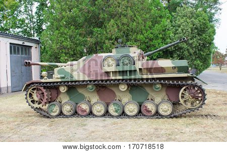 Poland Poznan -October 1 2016. View of the Stug IV - German self-propelled gun of World War II.