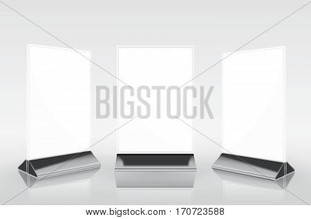Blank Table Tent isolated on grey background